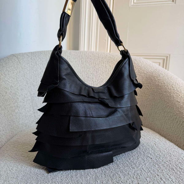 YSL Saint Tropez Leather Black Shoulder Bag