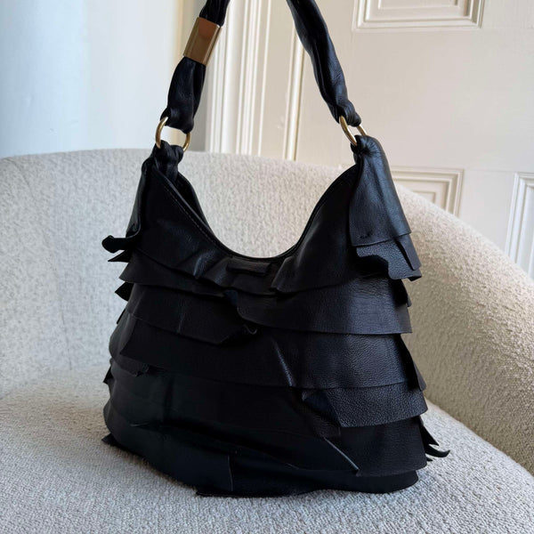 YSL Saint Tropez Leather Black Shoulder Bag