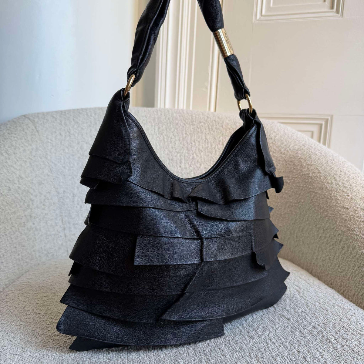 YSL Saint Tropez Leather Black Shoulder Bag