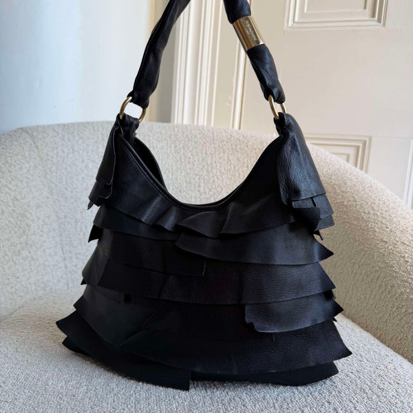 YSL Saint Tropez Leather Black Shoulder Bag