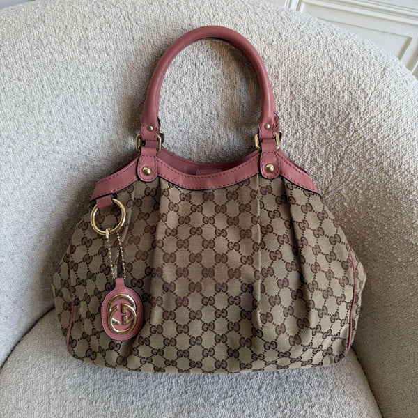 Gucci GG Canvas Sukey Pink Tote Bag