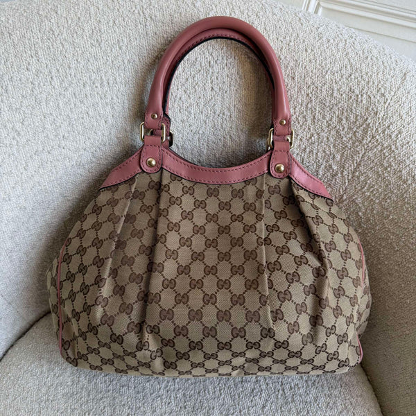 Gucci GG Canvas Sukey Pink Tote Bag