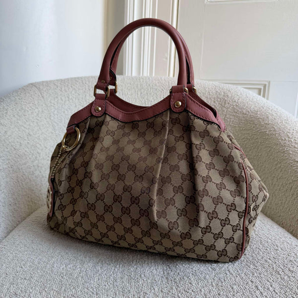 Gucci GG Canvas Sukey Pink Tote Bag