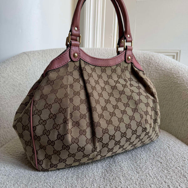 Gucci GG Canvas Sukey Pink Tote Bag