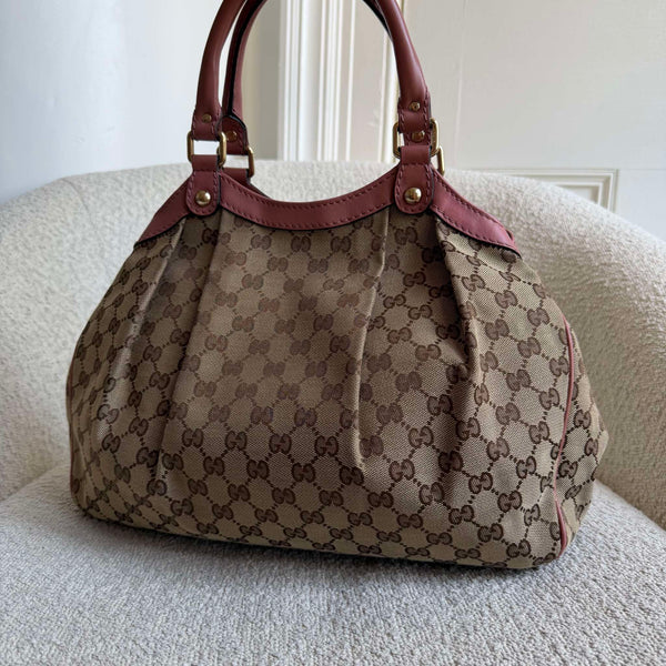 Gucci GG Canvas Sukey Pink Tote Bag