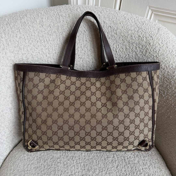 Gucci GG Canvas Abbey D-Ring Brown Tote Bag