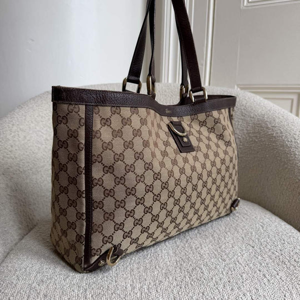 Gucci GG Canvas Abbey D-Ring Brown Tote Bag