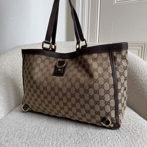 Gucci GG Canvas Abbey D-Ring Brown Tote Bag