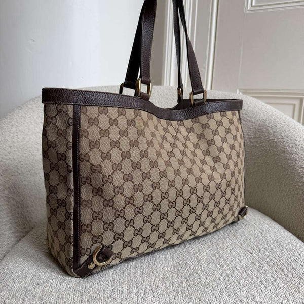 Gucci GG Canvas Abbey D-Ring Brown Tote Bag