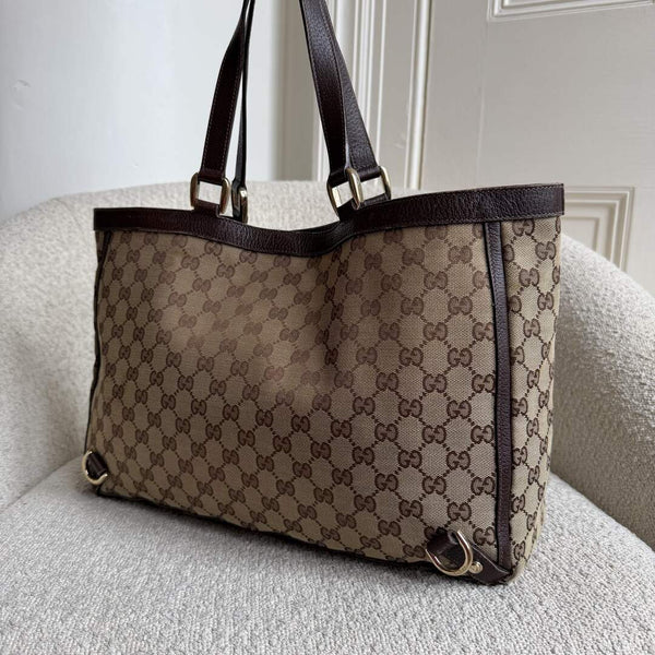 Gucci GG Canvas Abbey D-Ring Brown Tote Bag