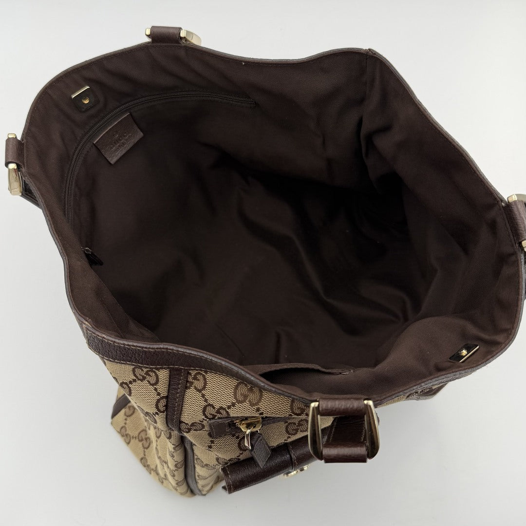 Gucci GG Canvas Abbey D-Ring Pocket Brown Tote Bag