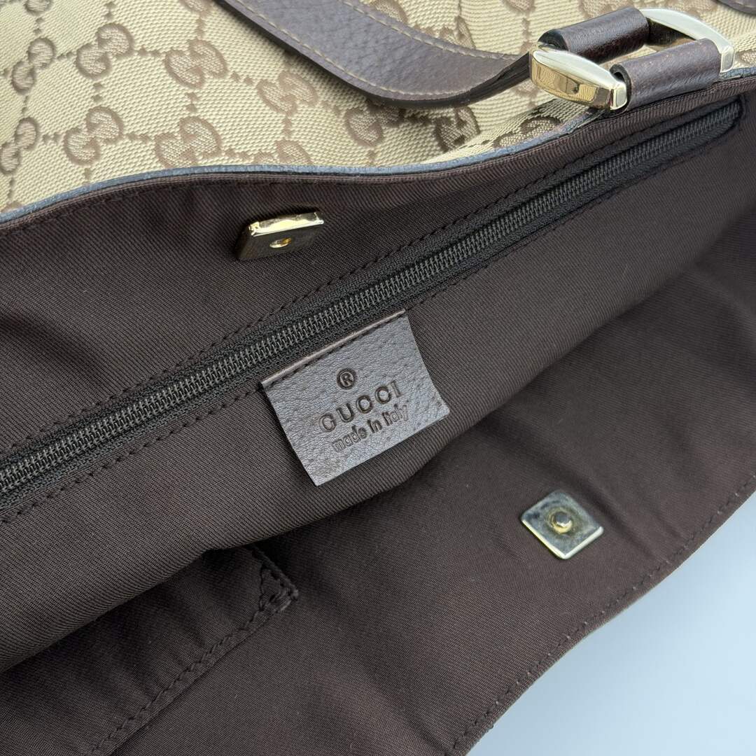Gucci GG Canvas Abbey D-Ring Pocket Brown Tote Bag