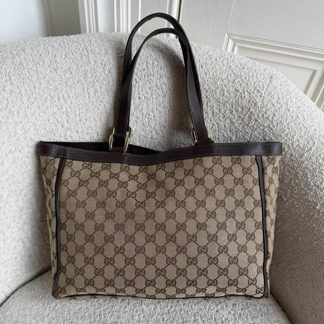 Gucci GG Canvas Abbey D-Ring Pocket Brown Tote Bag
