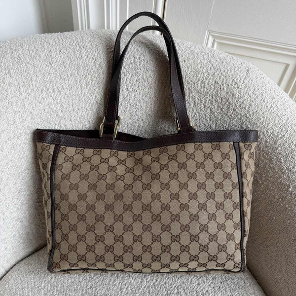 Gucci GG Canvas Abbey D-Ring Pocket Brown Tote Bag