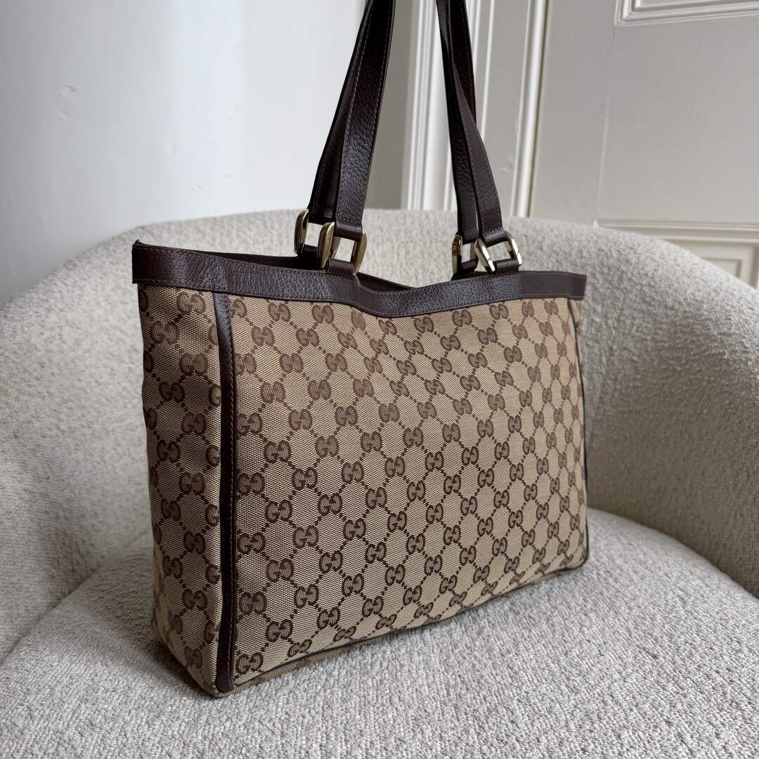 Gucci GG Canvas Abbey D-Ring Pocket Brown Tote Bag