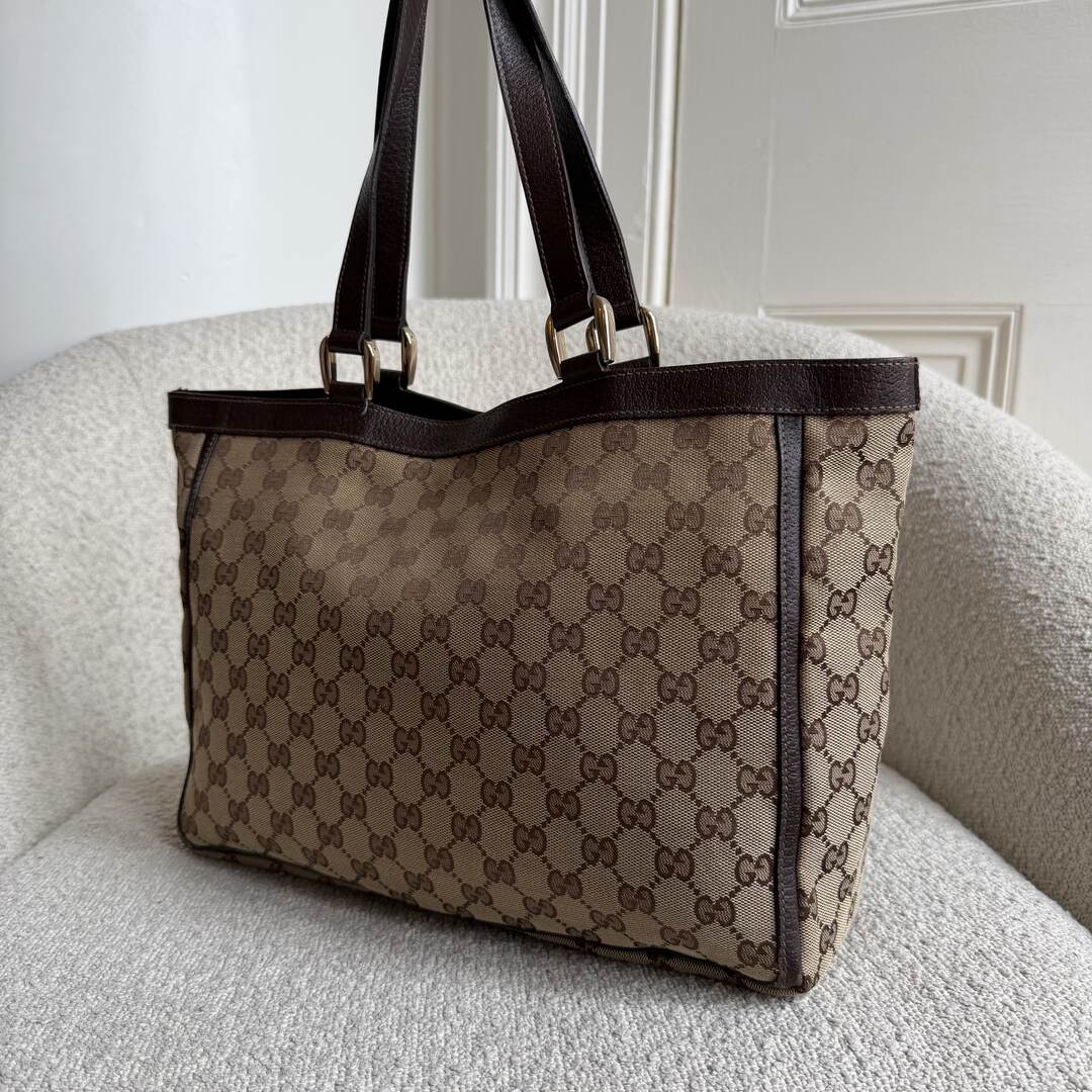 Gucci GG Canvas Abbey D-Ring Pocket Brown Tote Bag