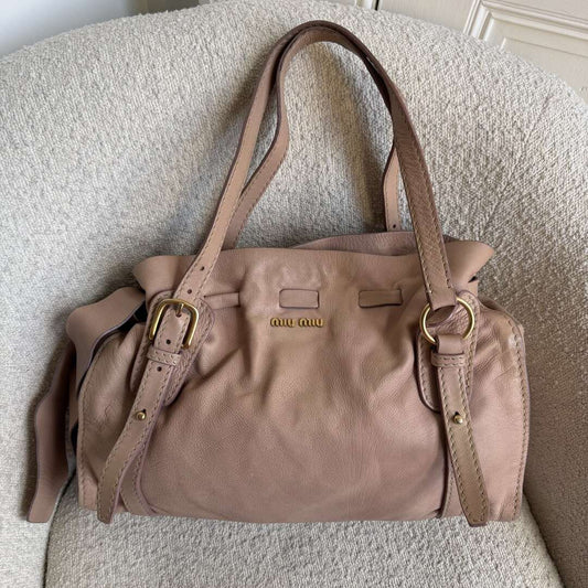 Miu Miu Vitello Leather Dusty Pink Tote Bag