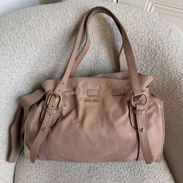 Miu Miu Vitello Leather Dusty Pink Tote Bag