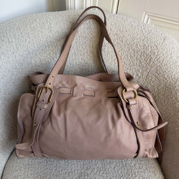 Miu Miu Vitello Leather Dusty Pink Tote Bag