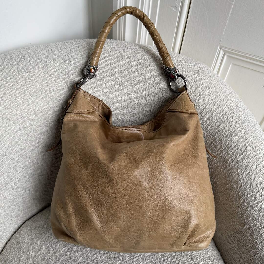 Miu Miu Shopping Hobo Brown Leather Shoulder Bag