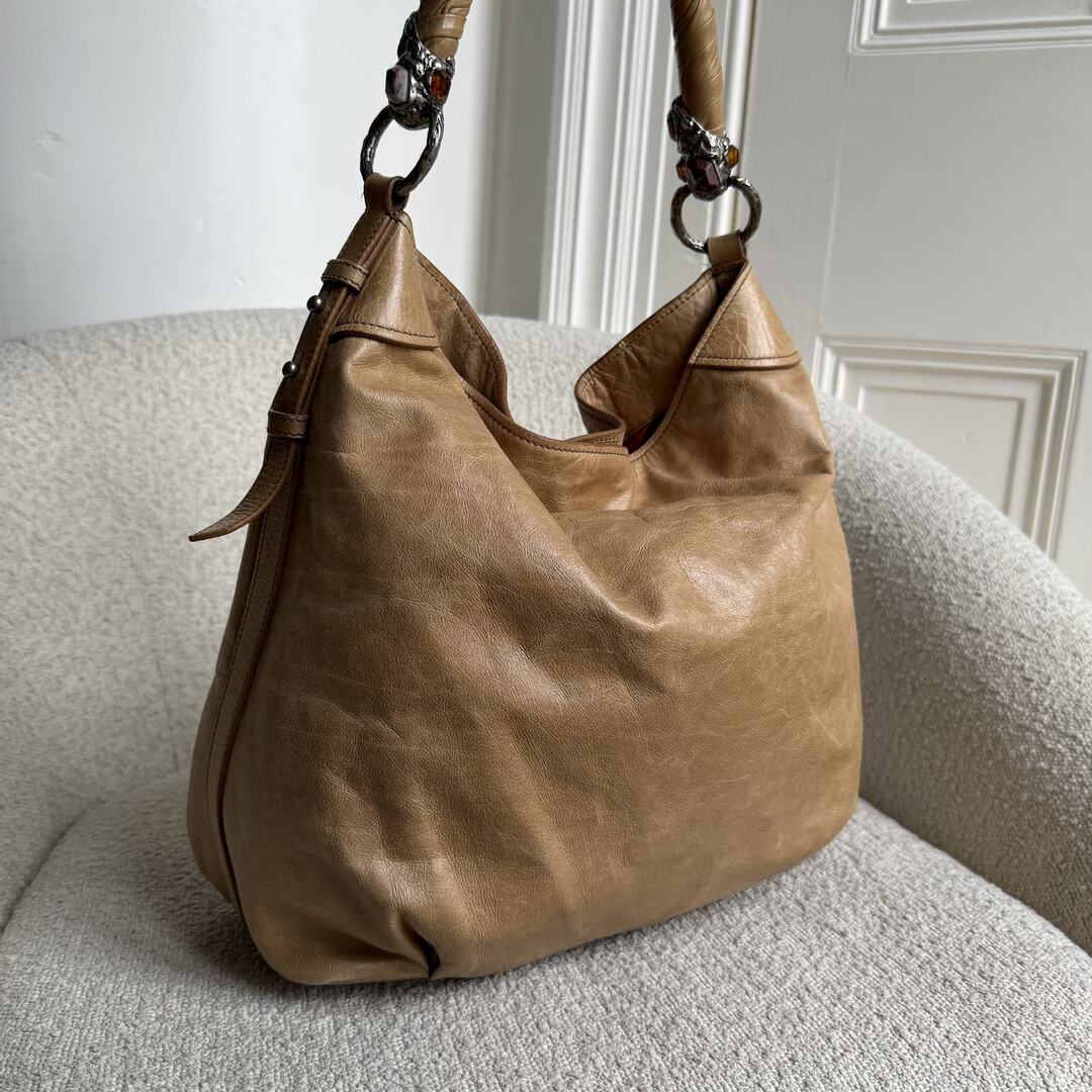 Miu Miu Shopping Hobo Brown Leather Shoulder Bag