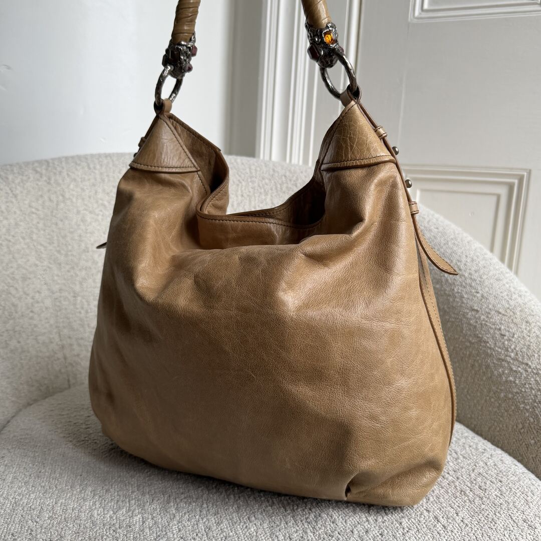 Miu Miu Shopping Hobo Brown Leather Shoulder Bag