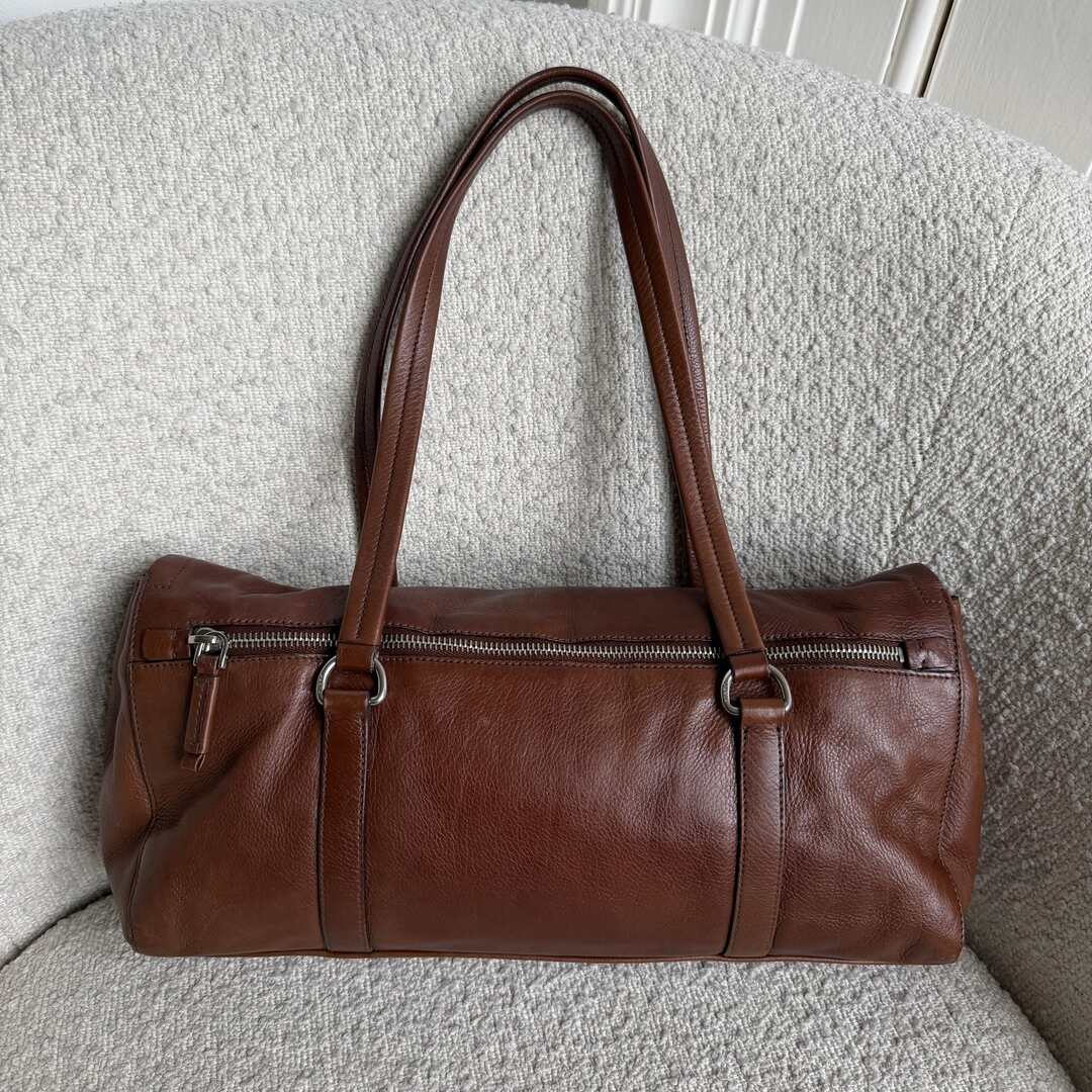 Prada Vitello Easy Leather Brown Shoulder Bag