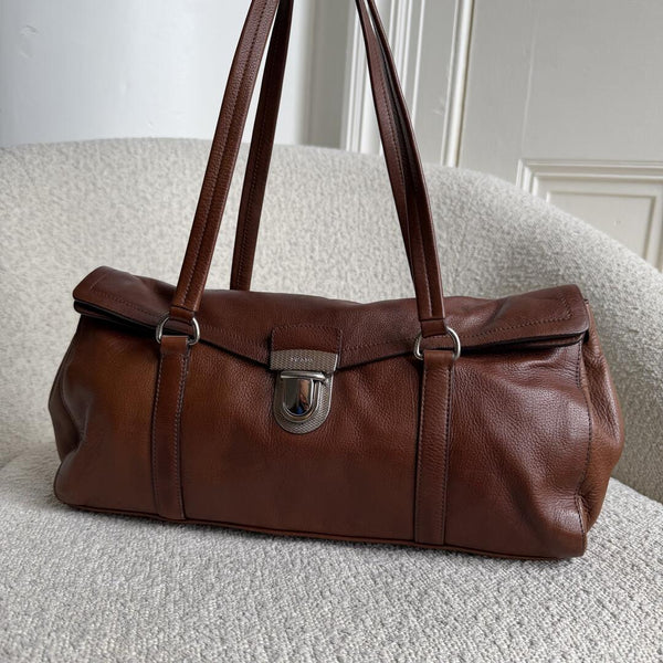 Prada Vitello Easy Leather Brown Shoulder Bag