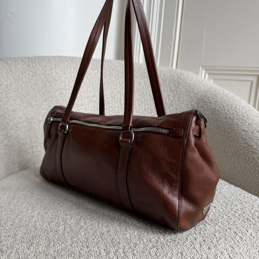Prada Vitello Easy Leather Brown Shoulder Bag