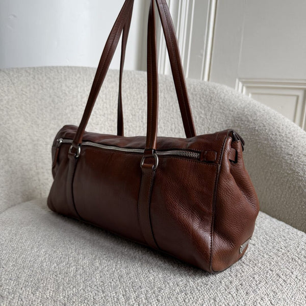 Prada Vitello Easy Leather Brown Shoulder Bag