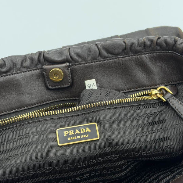 Prada Nappa Gaufre Dark Brown Leather Handbag