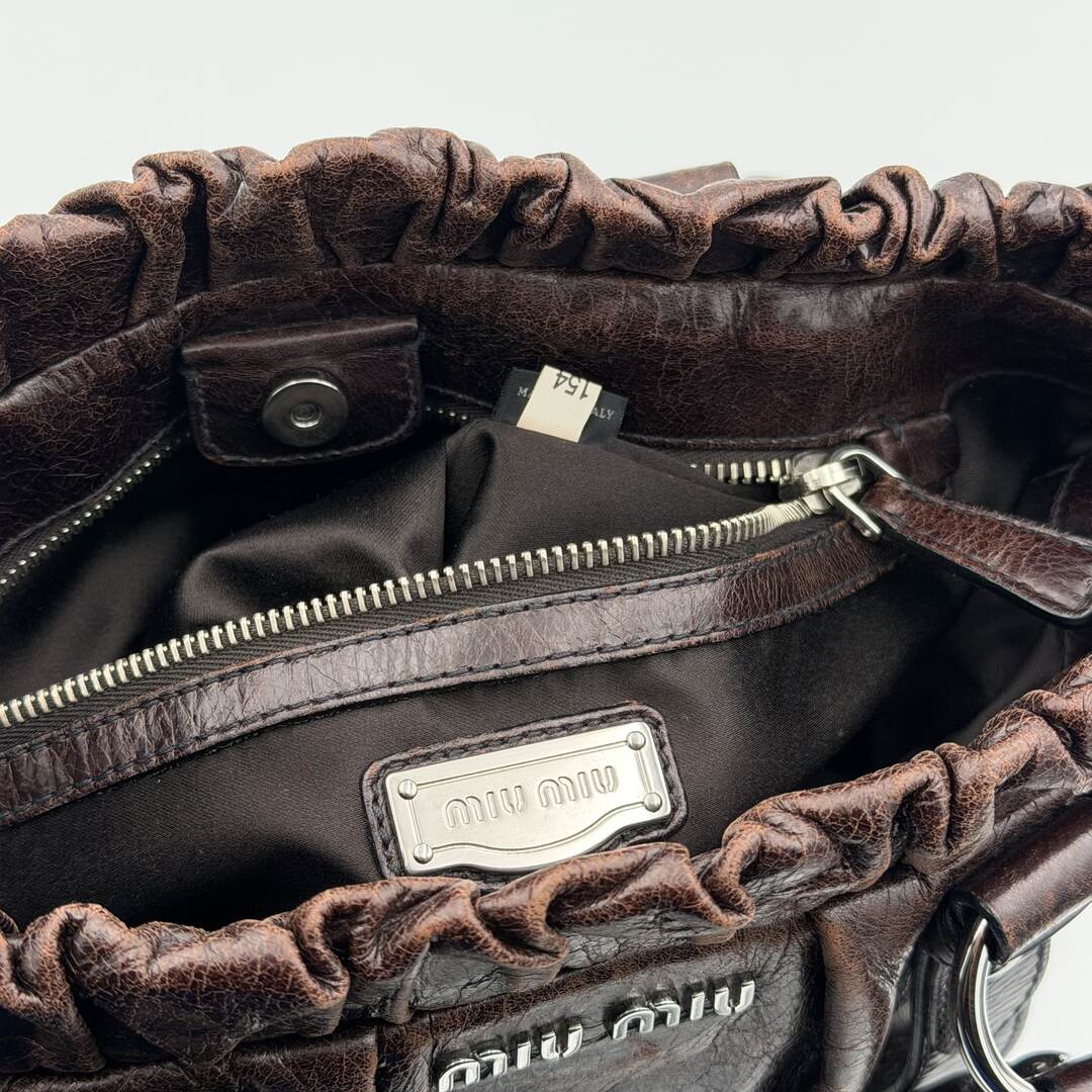 Miu Miu Vitello Leather Chocolate Brown Handbag