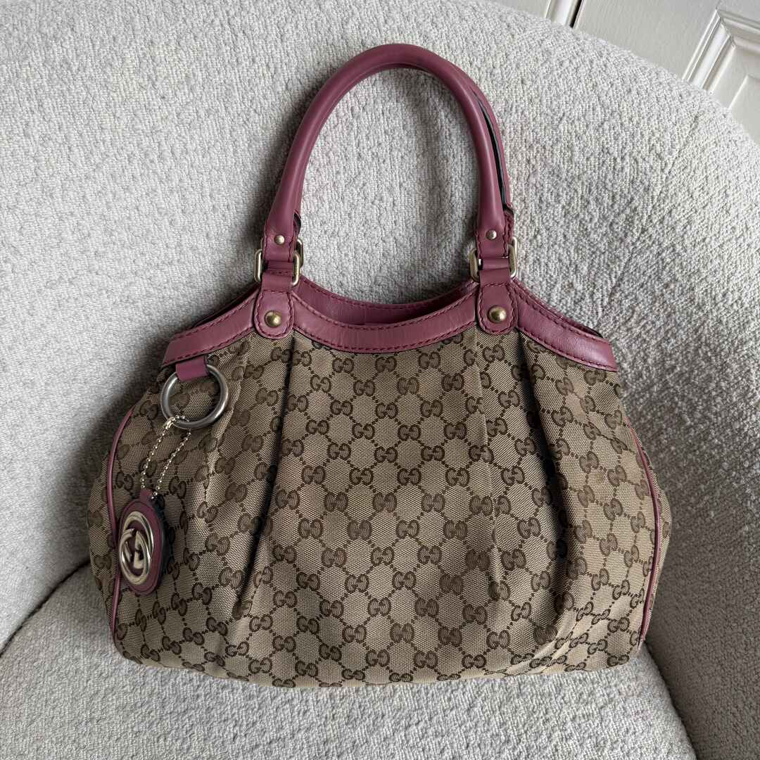 Gucci GG Canvas Sukey Pink Tote Bag