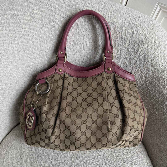 Gucci GG Canvas Sukey Pink Tote Bag
