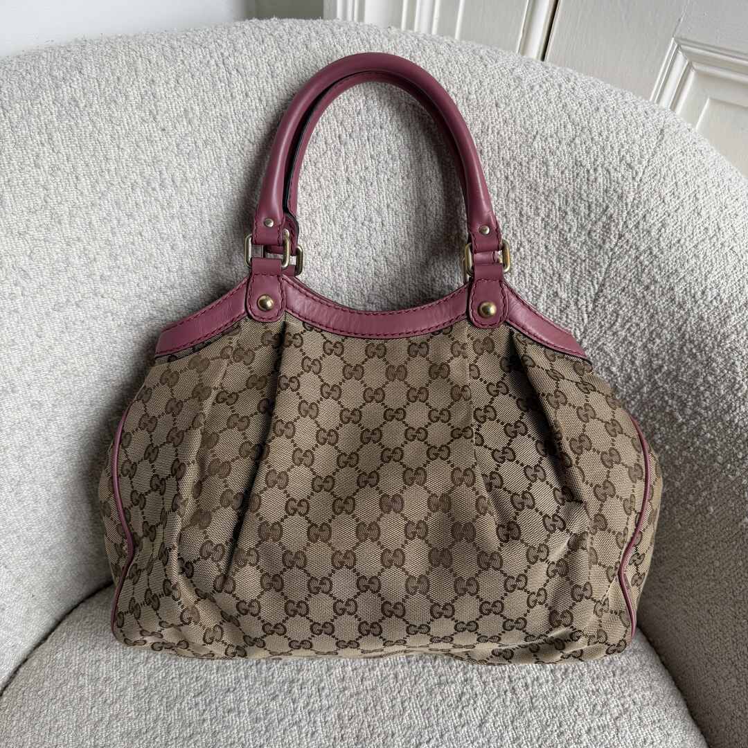 Gucci GG Canvas Sukey Pink Tote Bag
