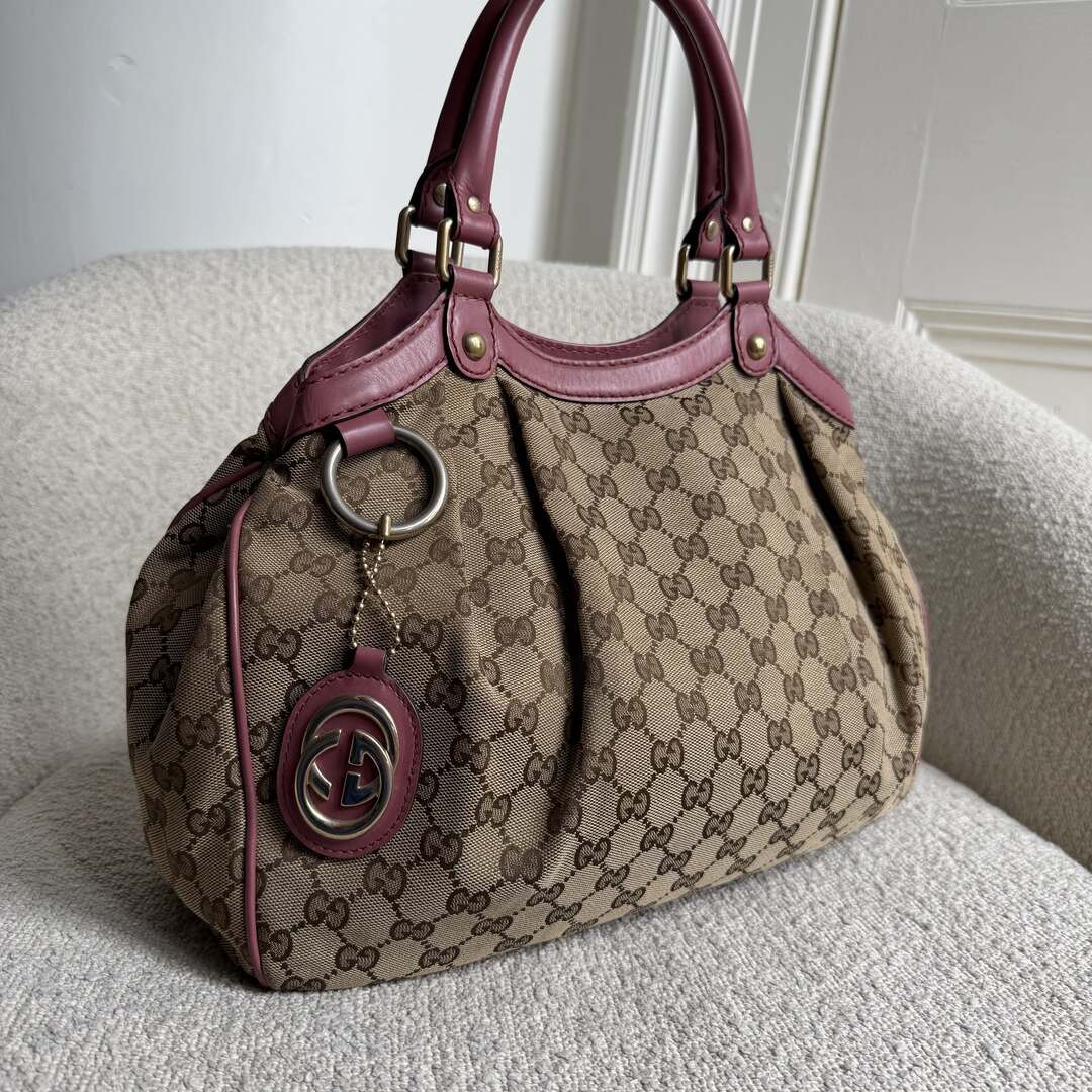 Gucci GG Canvas Sukey Pink Tote Bag
