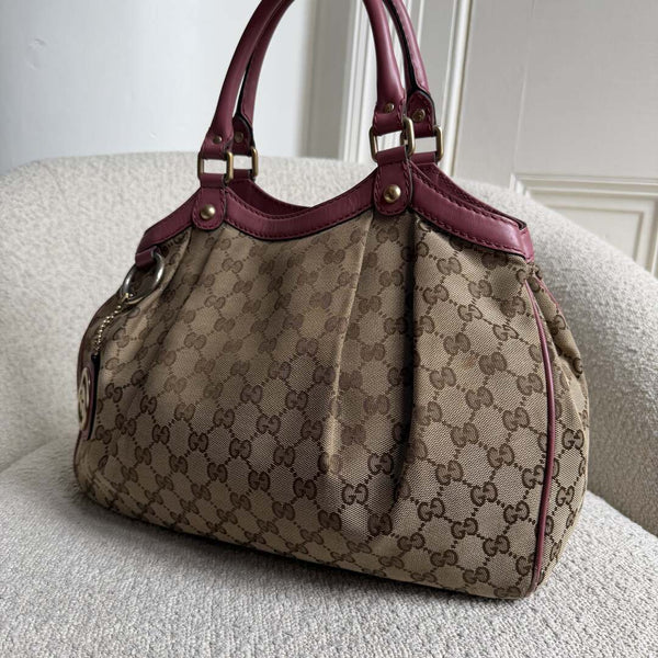 Gucci GG Canvas Sukey Pink Tote Bag