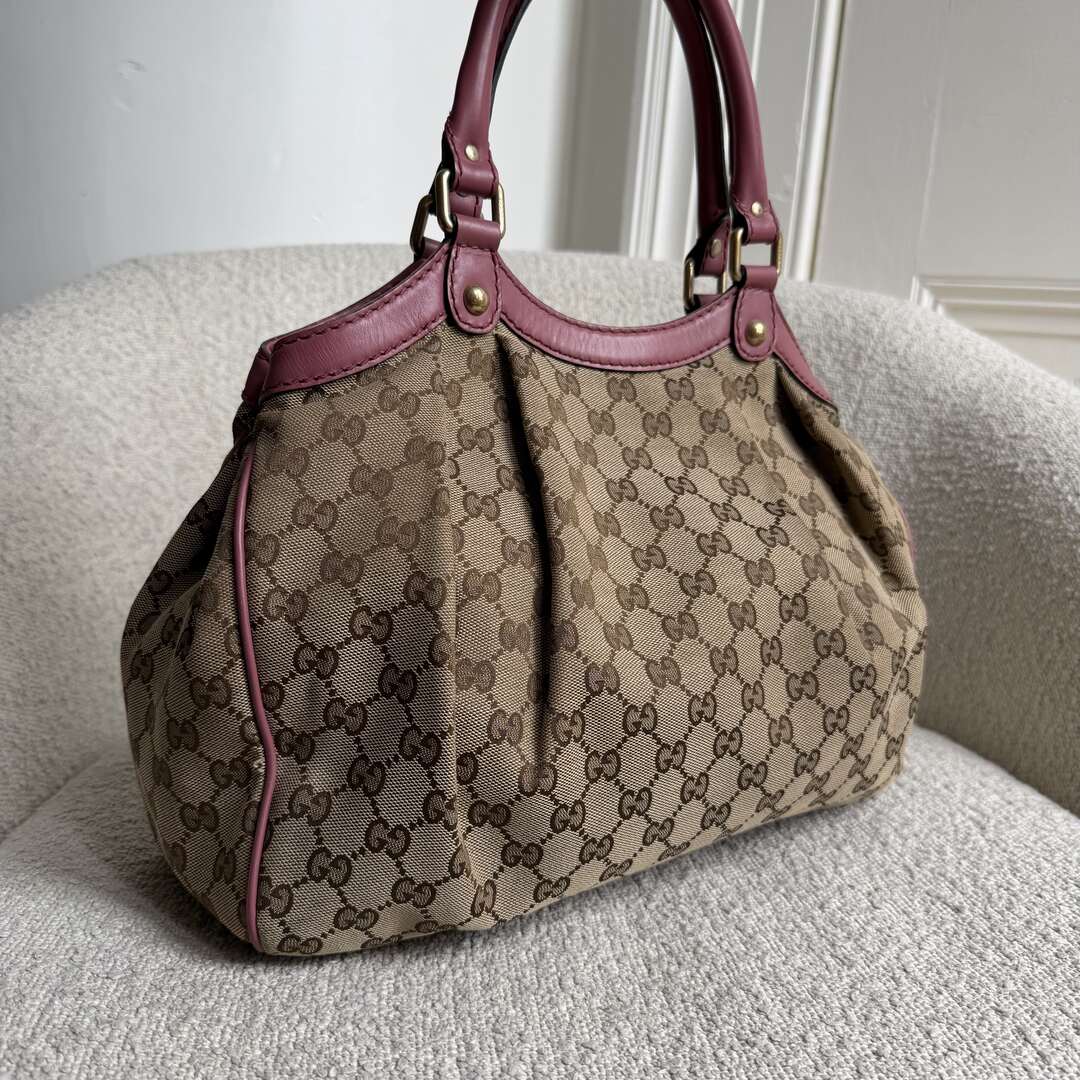 Gucci GG Canvas Sukey Pink Tote Bag