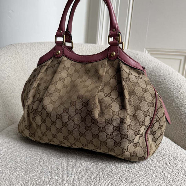 Gucci GG Canvas Sukey Pink Tote Bag