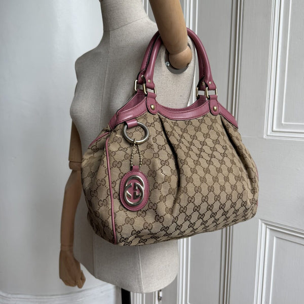 Gucci GG Canvas Sukey Pink Tote Bag