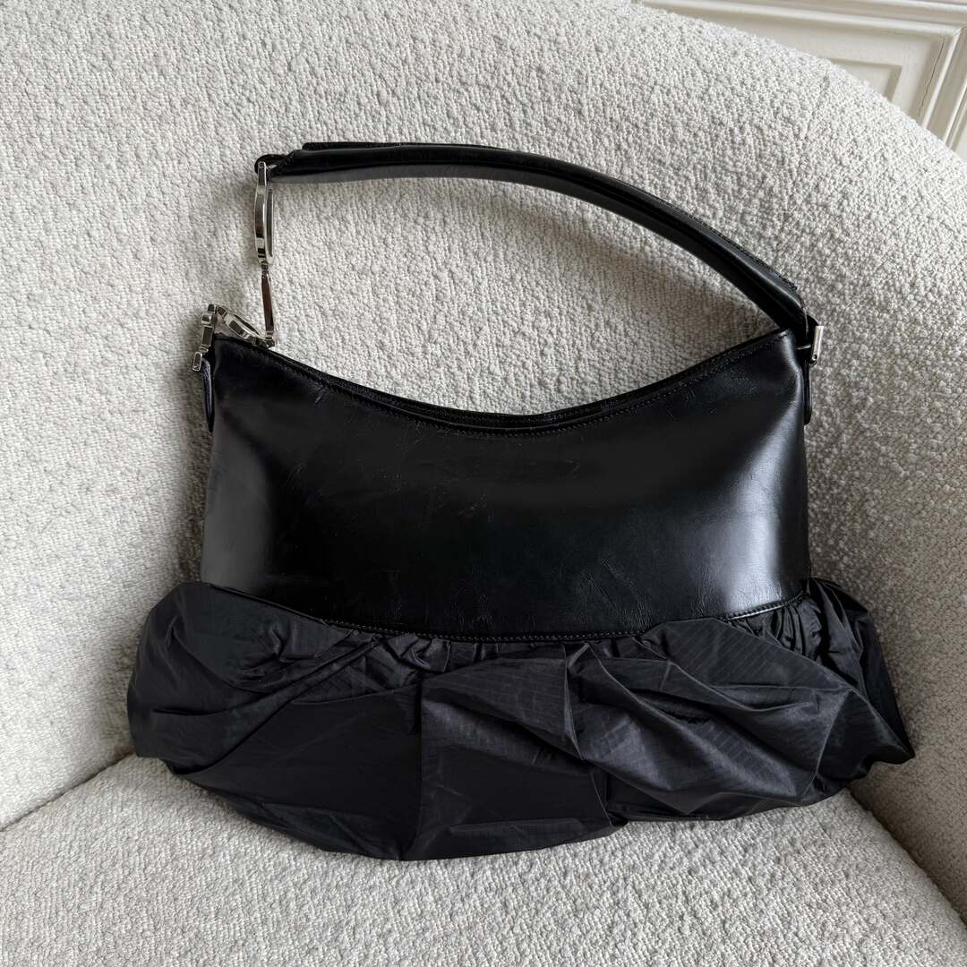 RARE 2005 Dior Corset Black Leather Shoulder Bag
