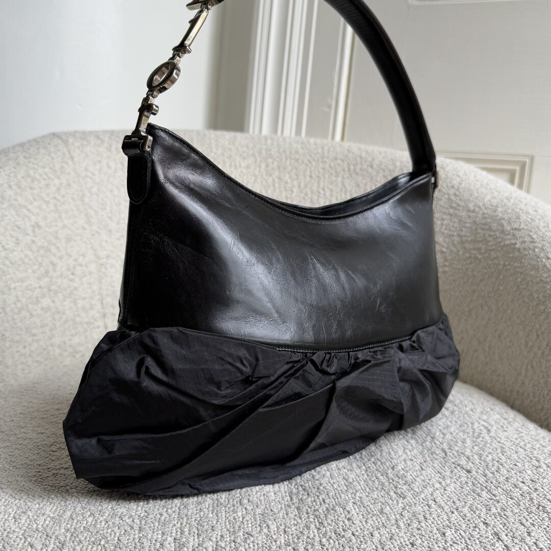 RARE 2005 Dior Corset Black Leather Shoulder Bag