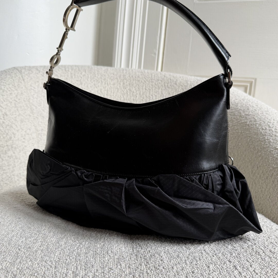 RARE 2005 Dior Corset Black Leather Shoulder Bag