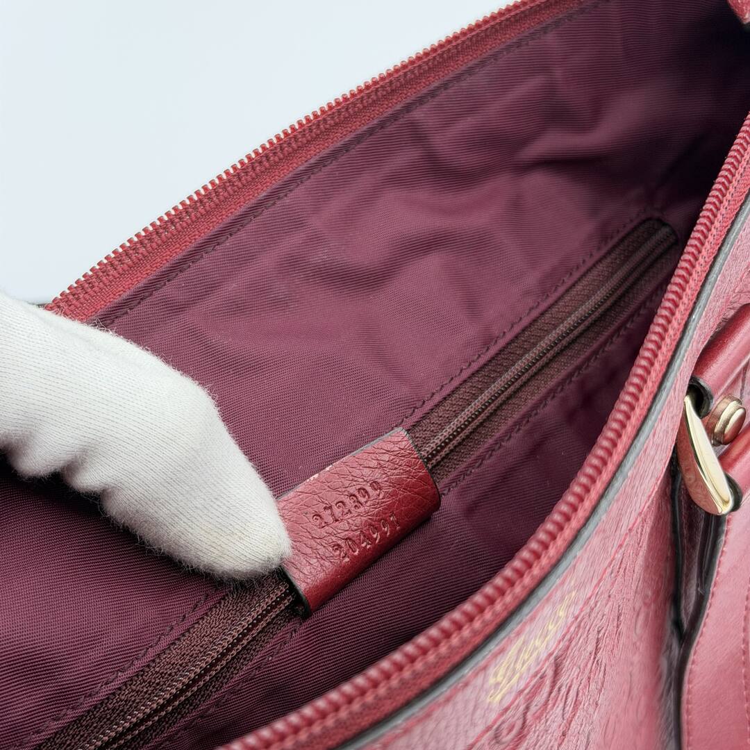 Gucci Guccissima Abbey Red Leather Shoulder Bag