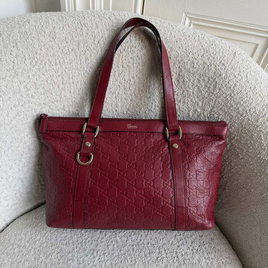 Gucci Guccissima Abbey Red Leather Shoulder Bag