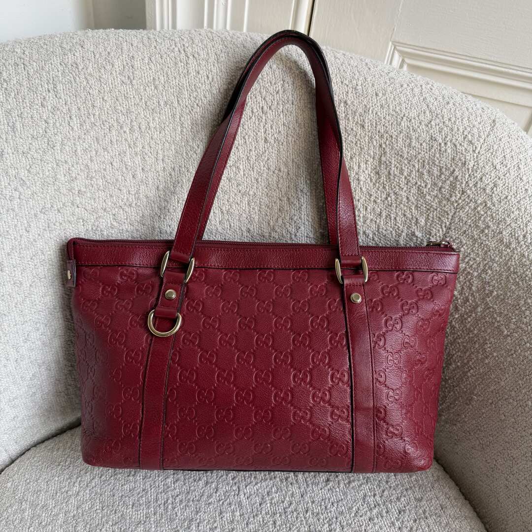 Gucci Guccissima Abbey Red Leather Shoulder Bag