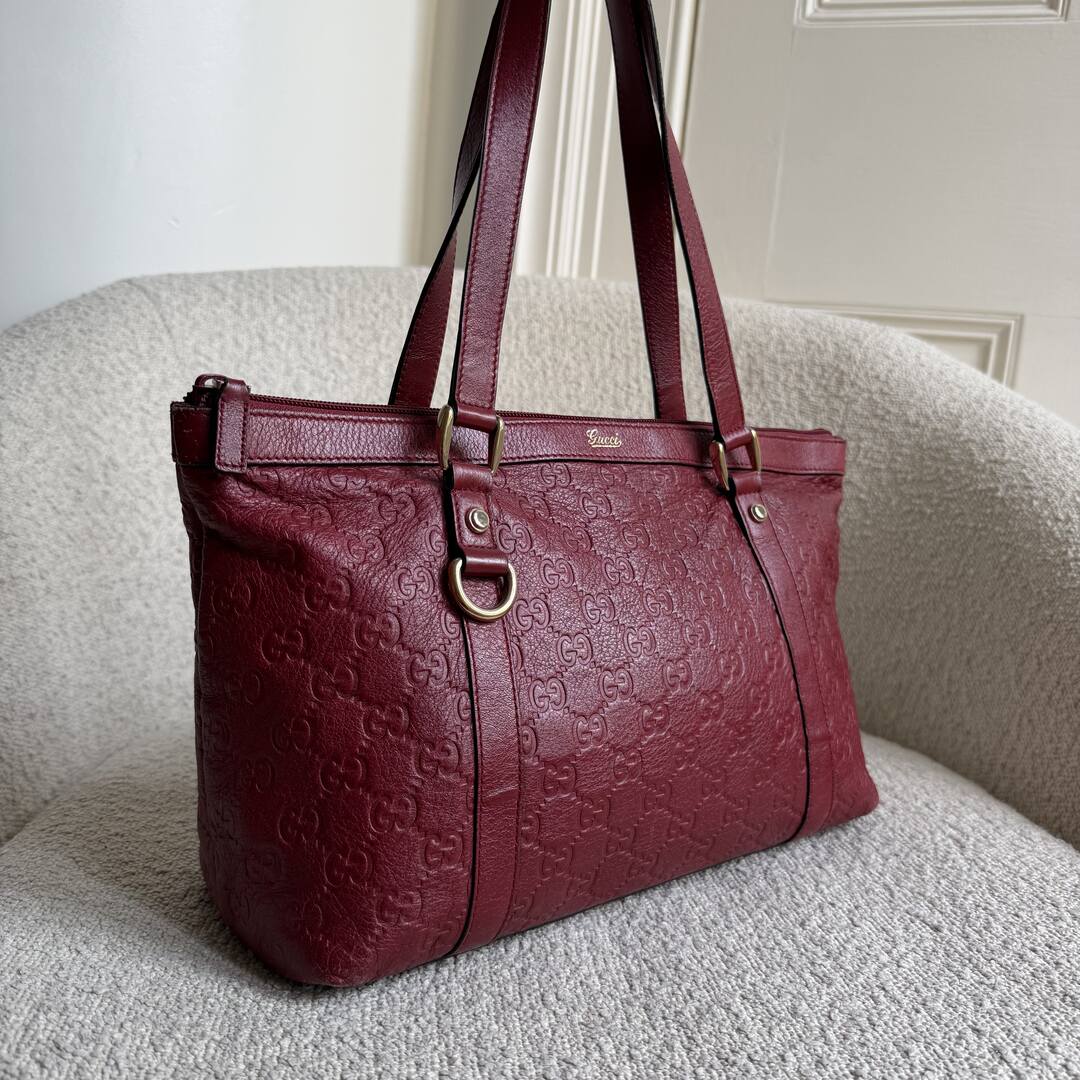 Gucci Guccissima Abbey Red Leather Shoulder Bag