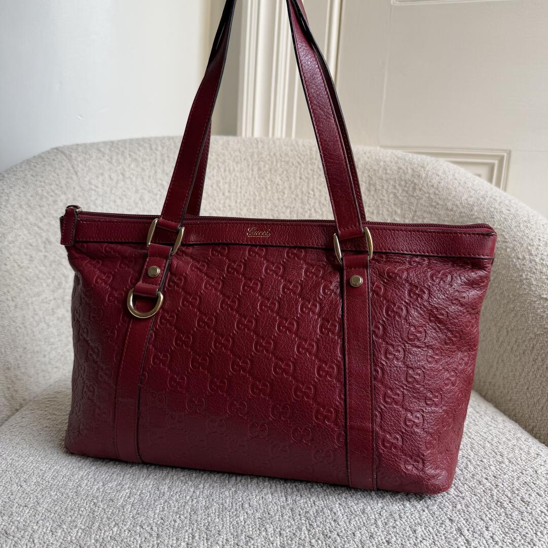 Gucci Guccissima Abbey Red Leather Shoulder Bag