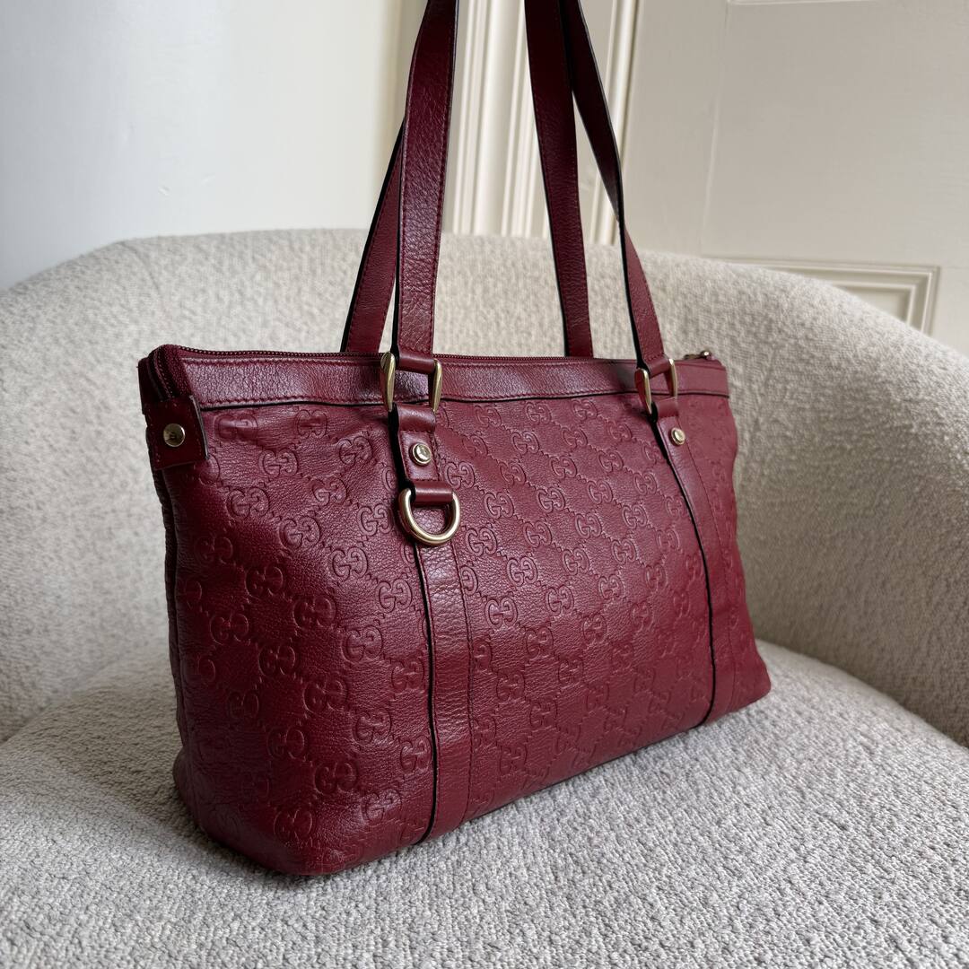 Gucci Guccissima Abbey Red Leather Shoulder Bag