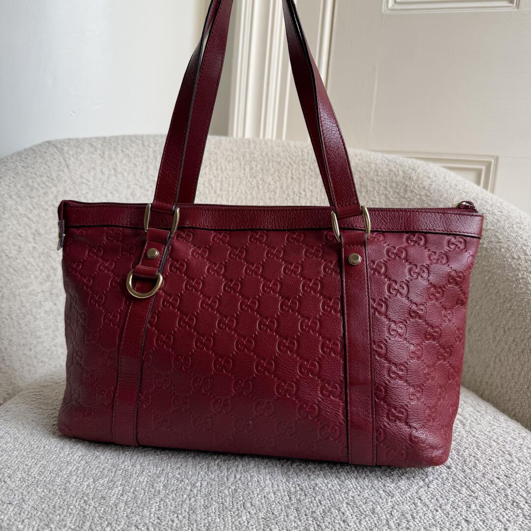 Gucci Guccissima Abbey Red Leather Shoulder Bag